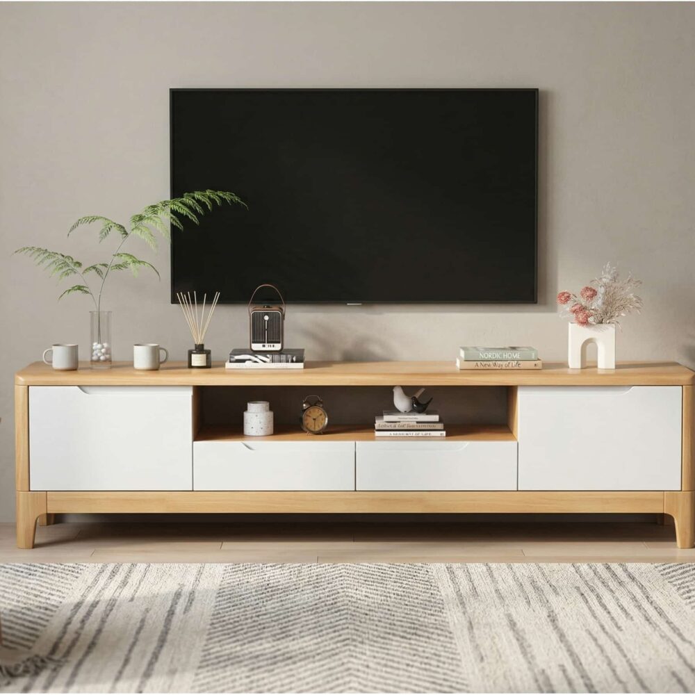 Scandinavian Wood Tv Stand With Storage Drawers 7