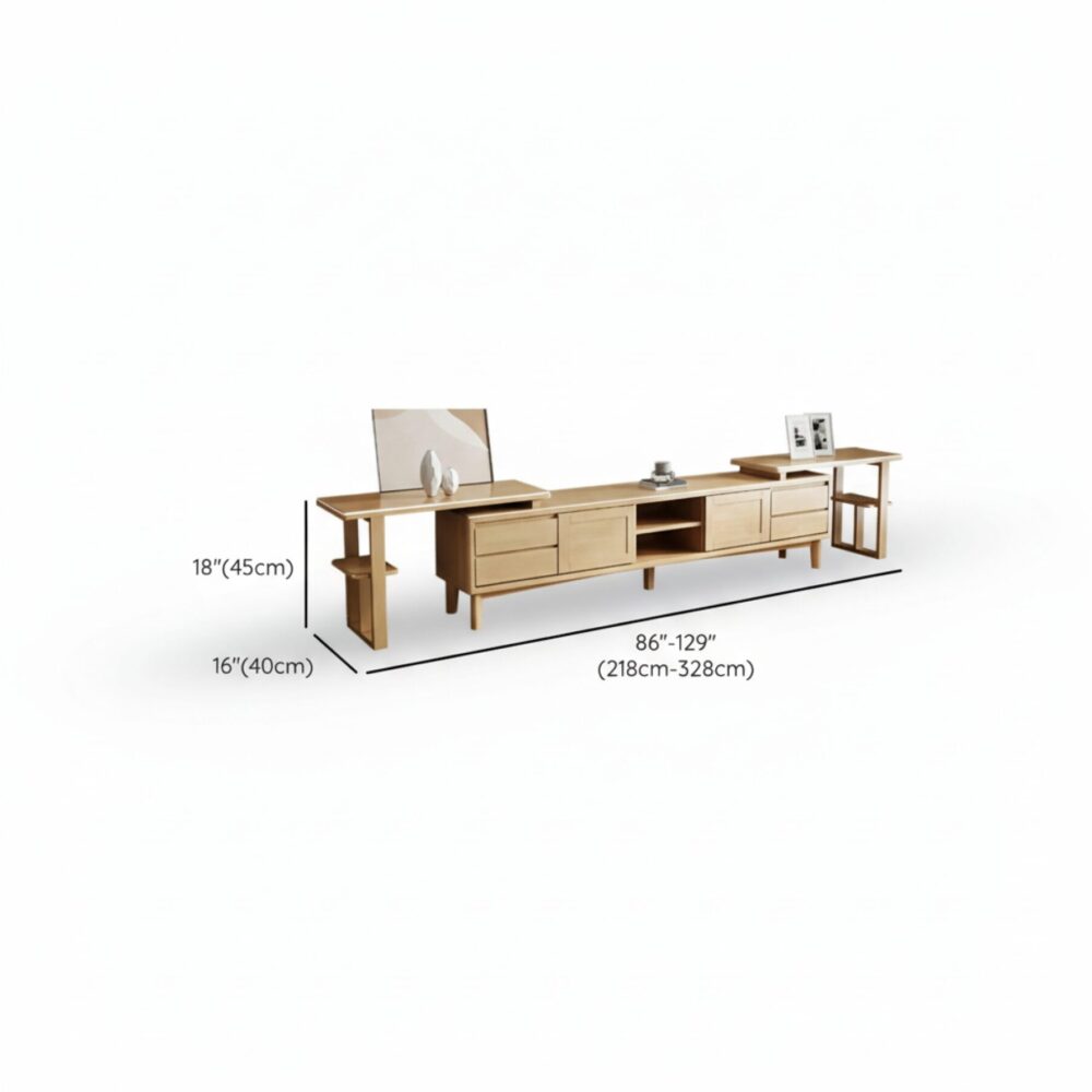 Simplistic Wood Color Open Storage Long Tv Stand 21