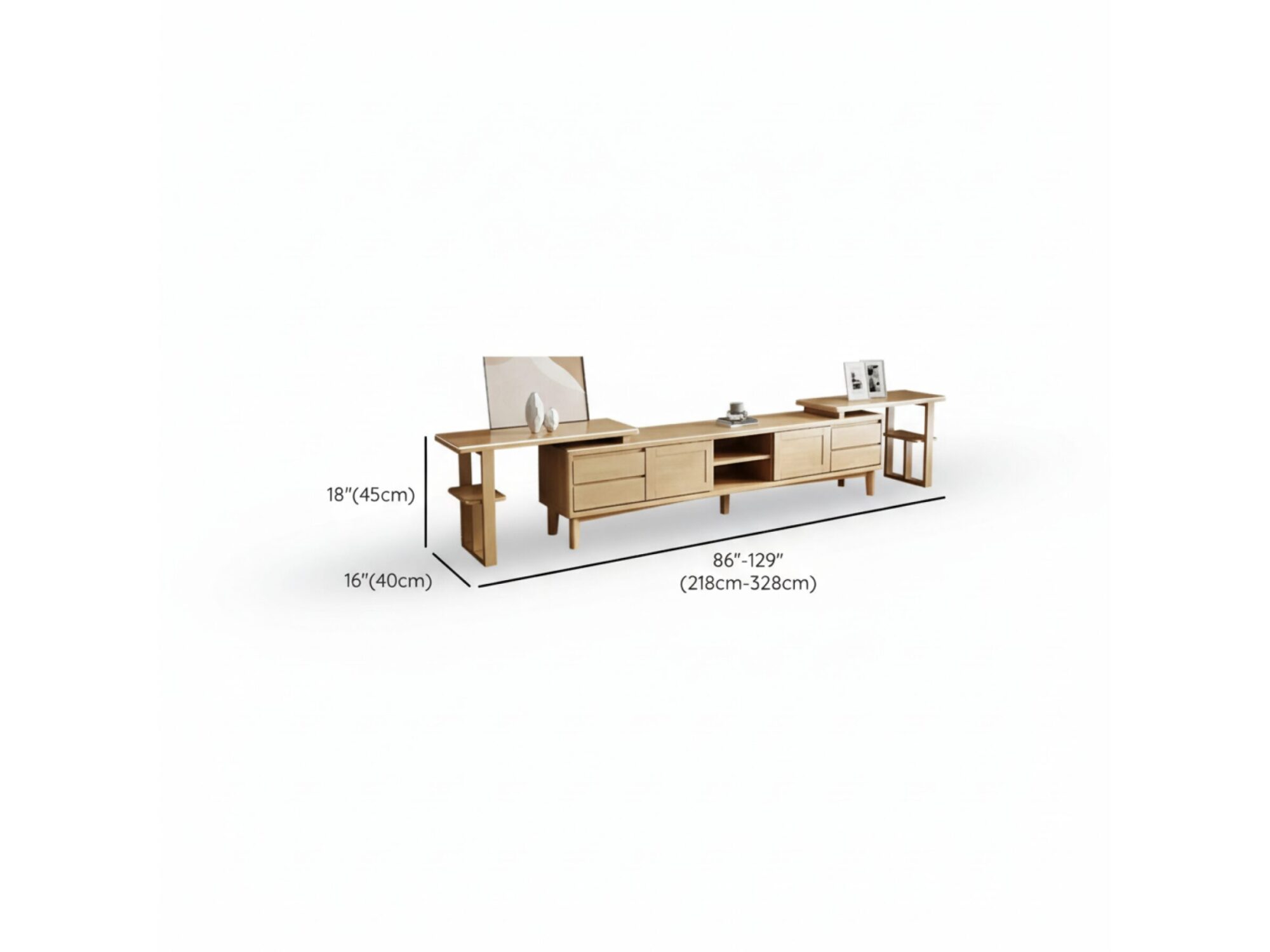 Simplistic Wood Color Open Storage Long Tv Stand 21