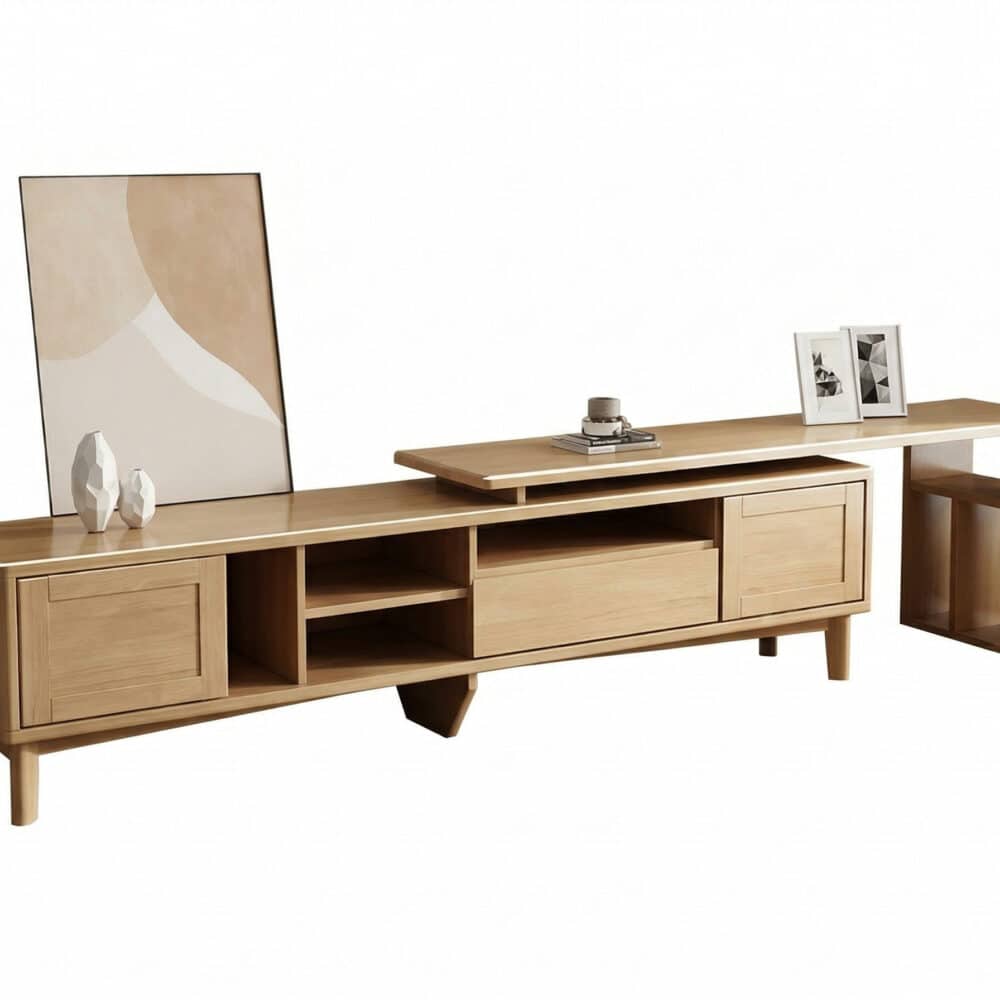Simplistic Wood Color Open Storage Long TV Stand 相册图 #10 resized