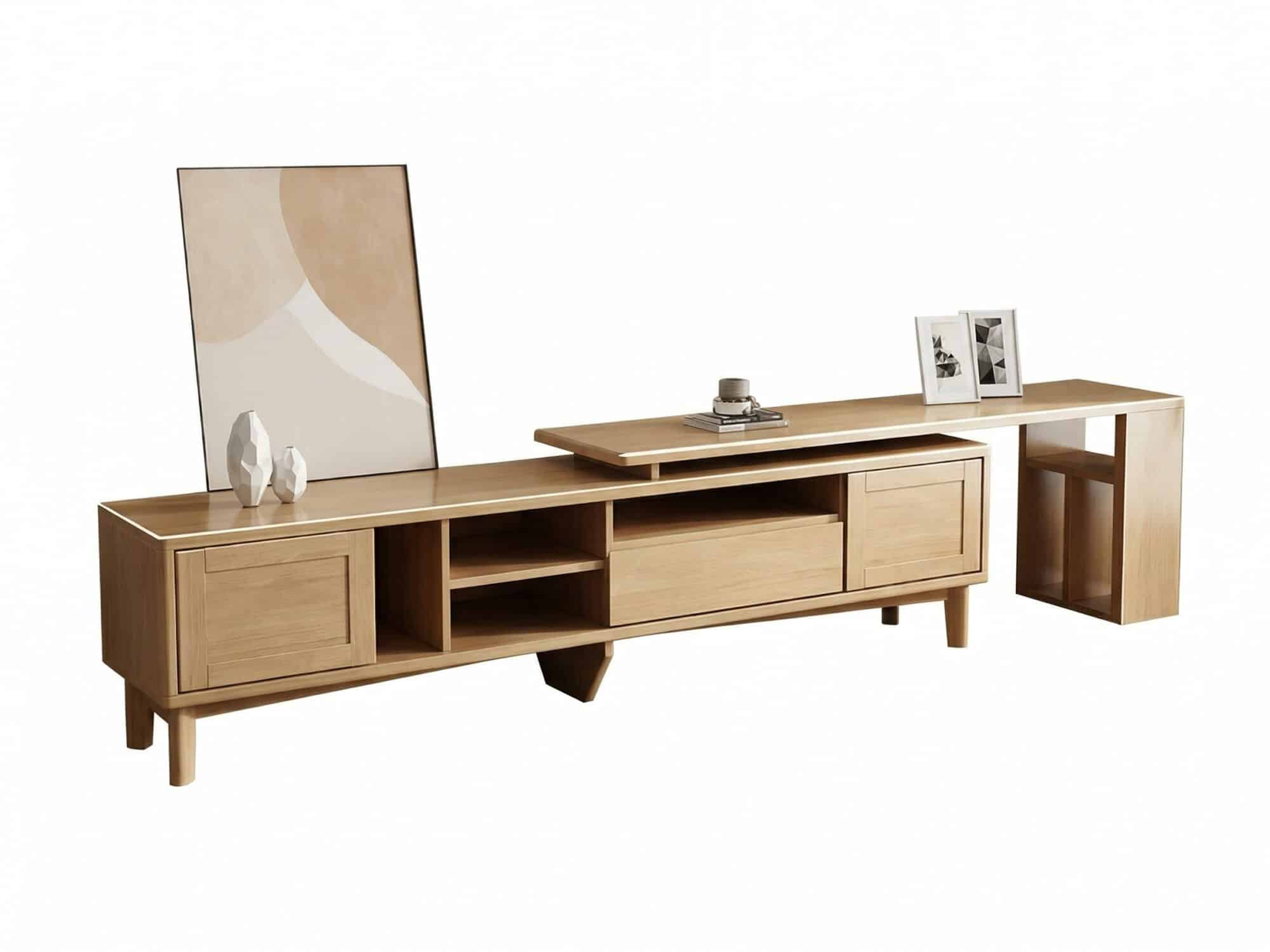 Simplistic Wood Color Open Storage Long TV Stand 相册图 #10 resized