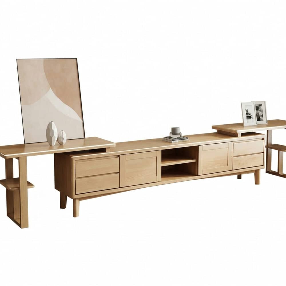 Simplistic Wood Color Open Storage Long TV Stand 相册图 #11 resized