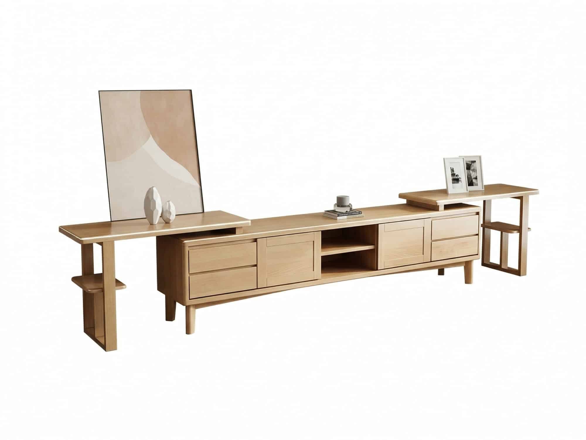 Simplistic Wood Color Open Storage Long TV Stand 相册图 #11 resized