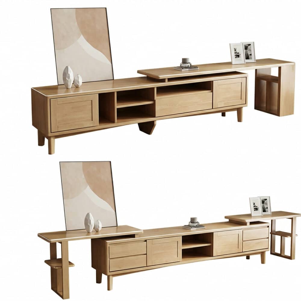 Simplistic Wood Color Open Storage Long TV Stand 相册图 #14 resized