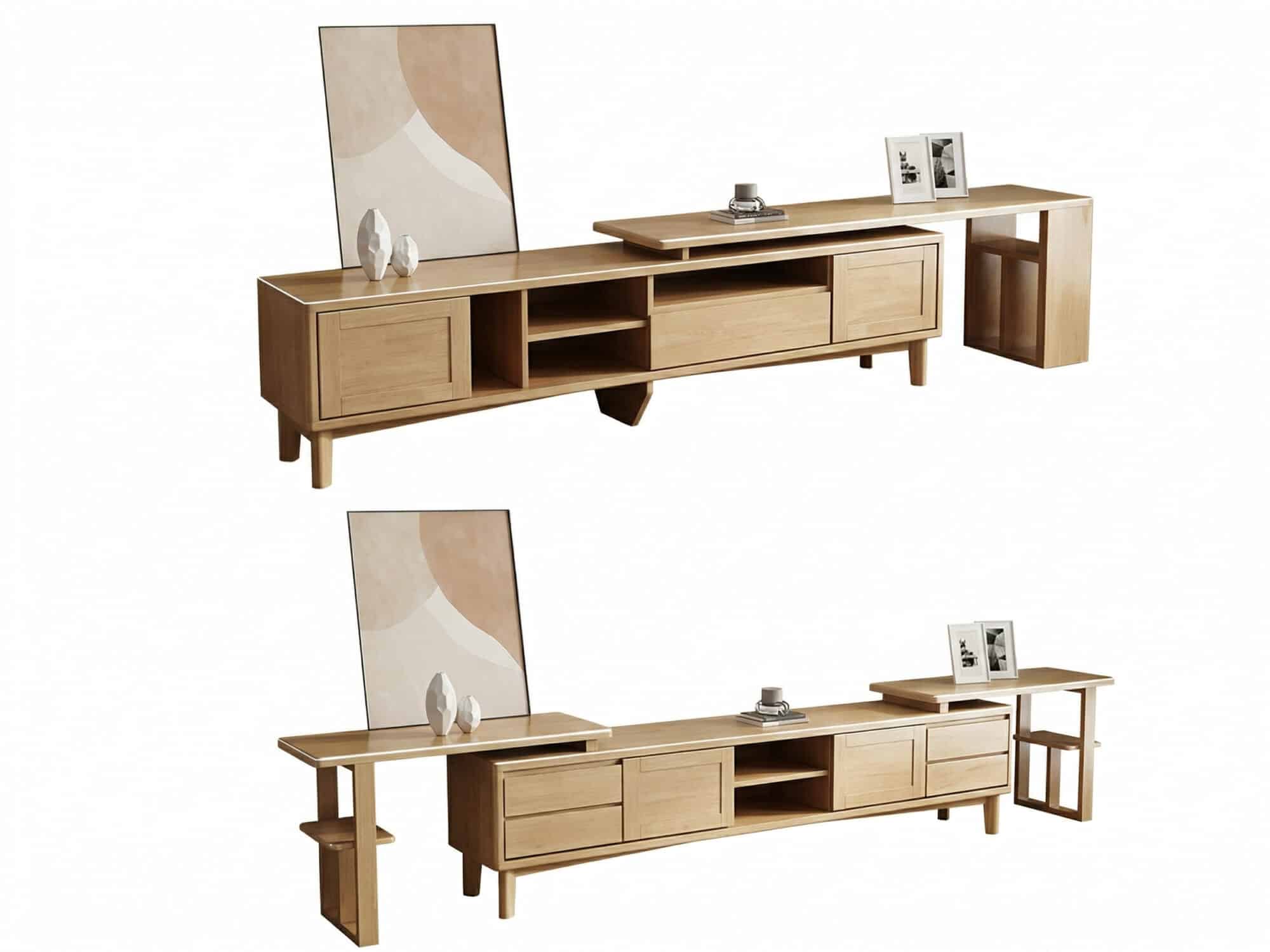 Simplistic Wood Color Open Storage Long TV Stand 相册图 #14 resized