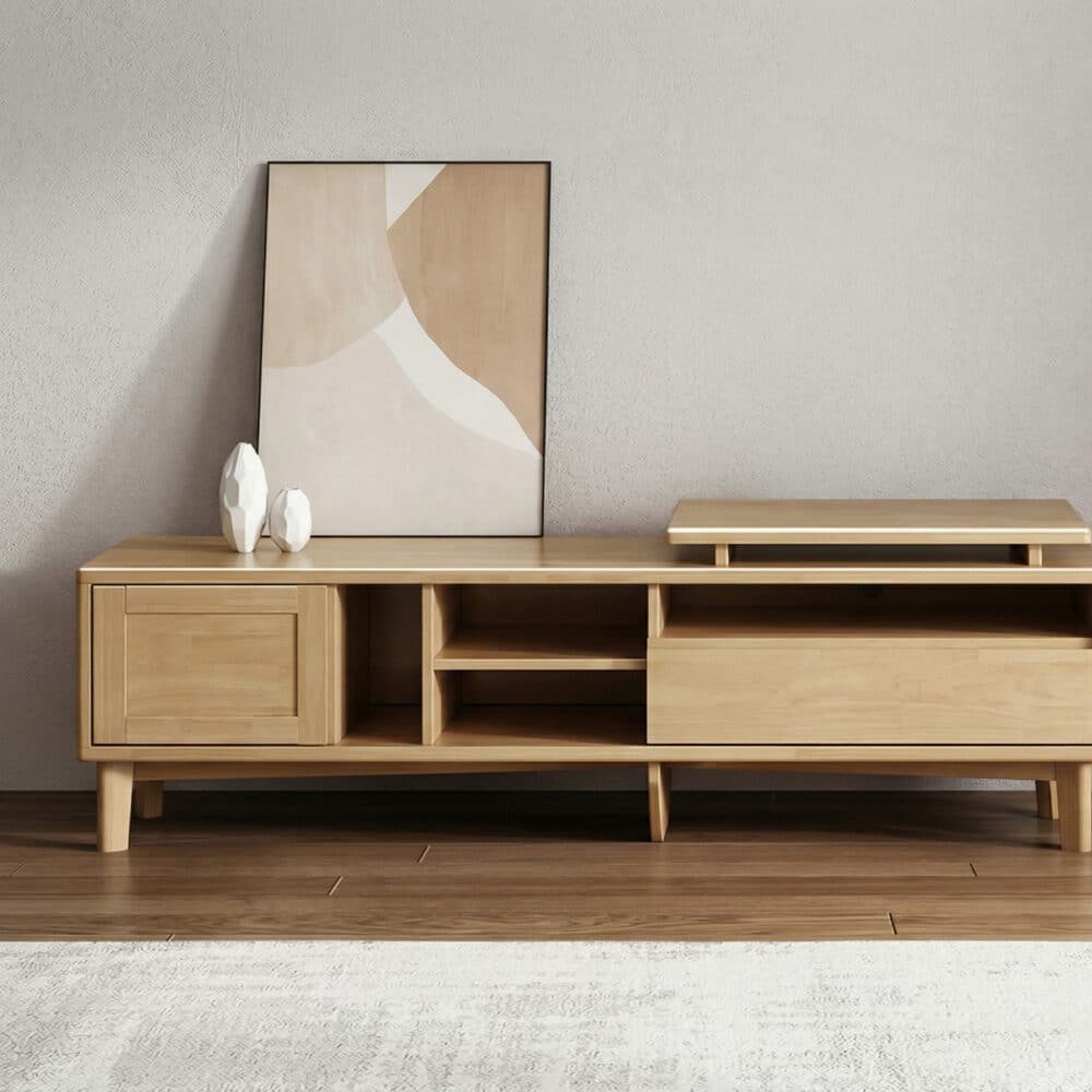 Simplistic Wood Color Open Storage Long TV Stand 相册图 #5 resized