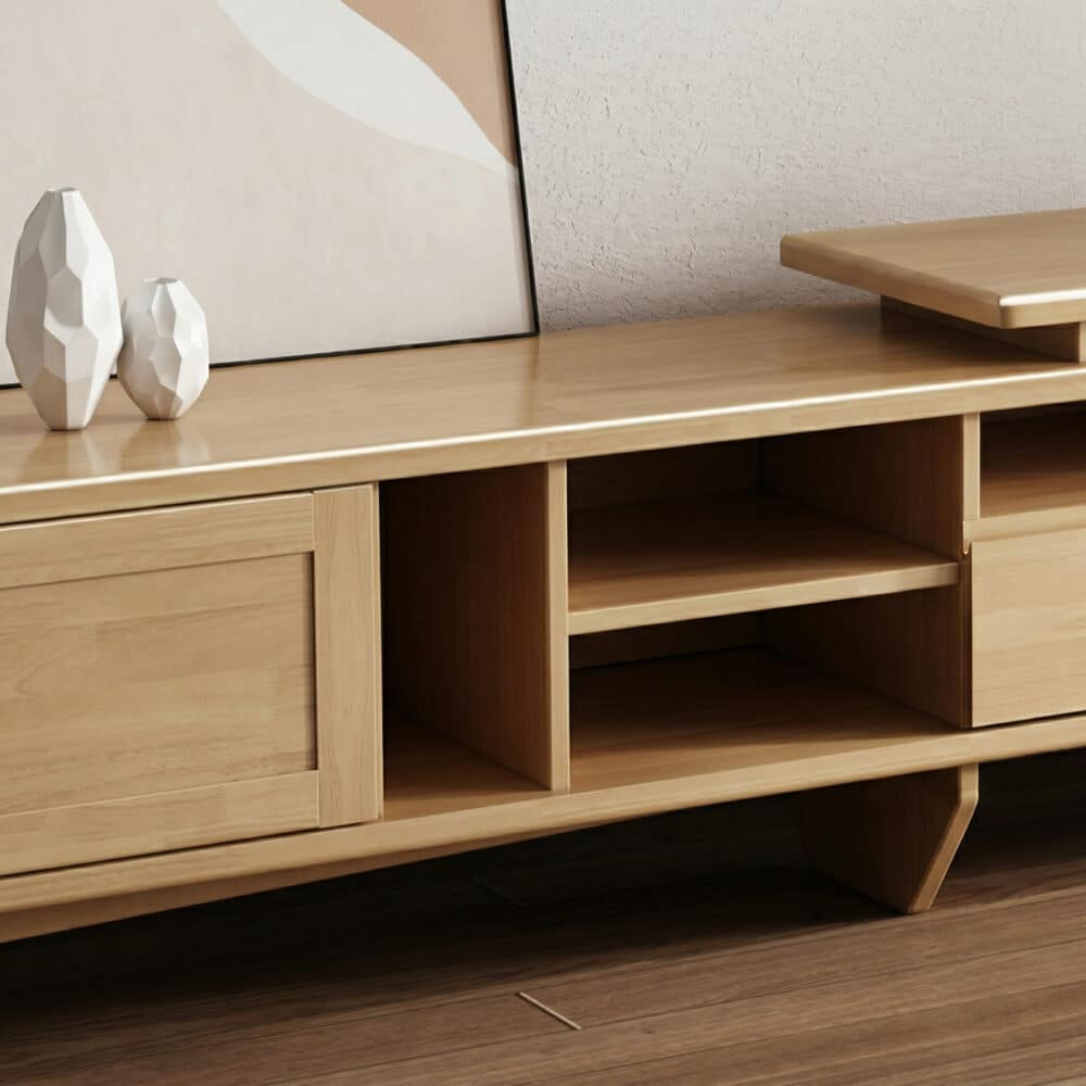 Simplistic Wood Color Open Storage Long TV Stand 相册图 #7 resized