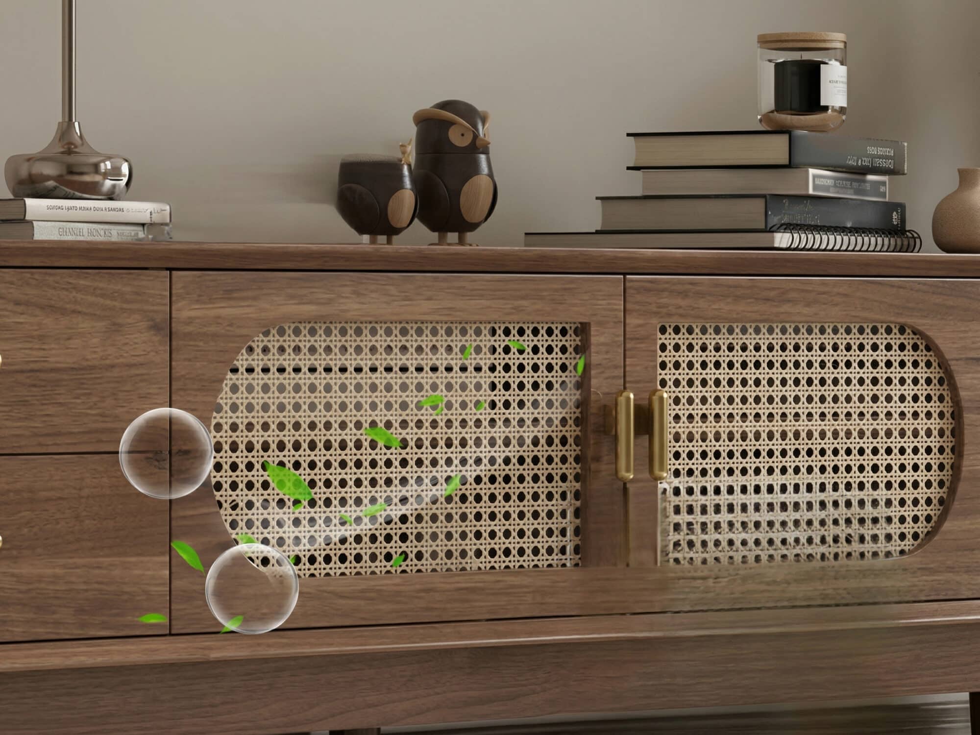Traditional Brown Rubberwood Ventilated TV Stand 相册图 #7 resized