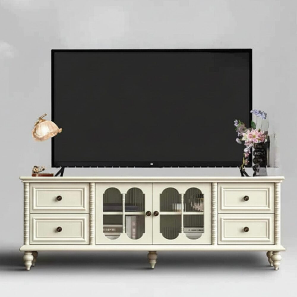 Vintage Rectangle Elegant Black Tv Stand With Cabinet 15