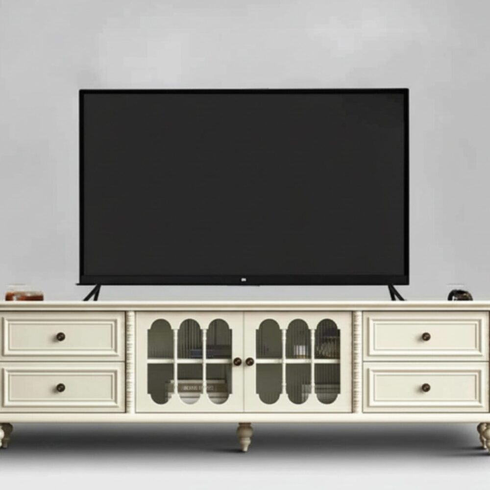 Vintage Rectangle Elegant Black Tv Stand With Cabinet 19