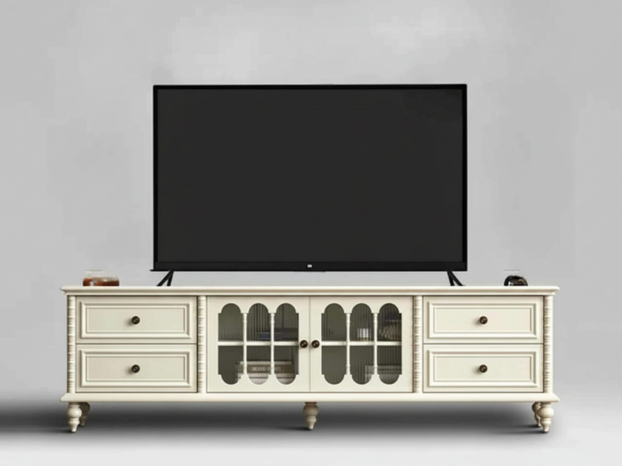 Vintage Rectangle Elegant Black Tv Stand With Cabinet 19