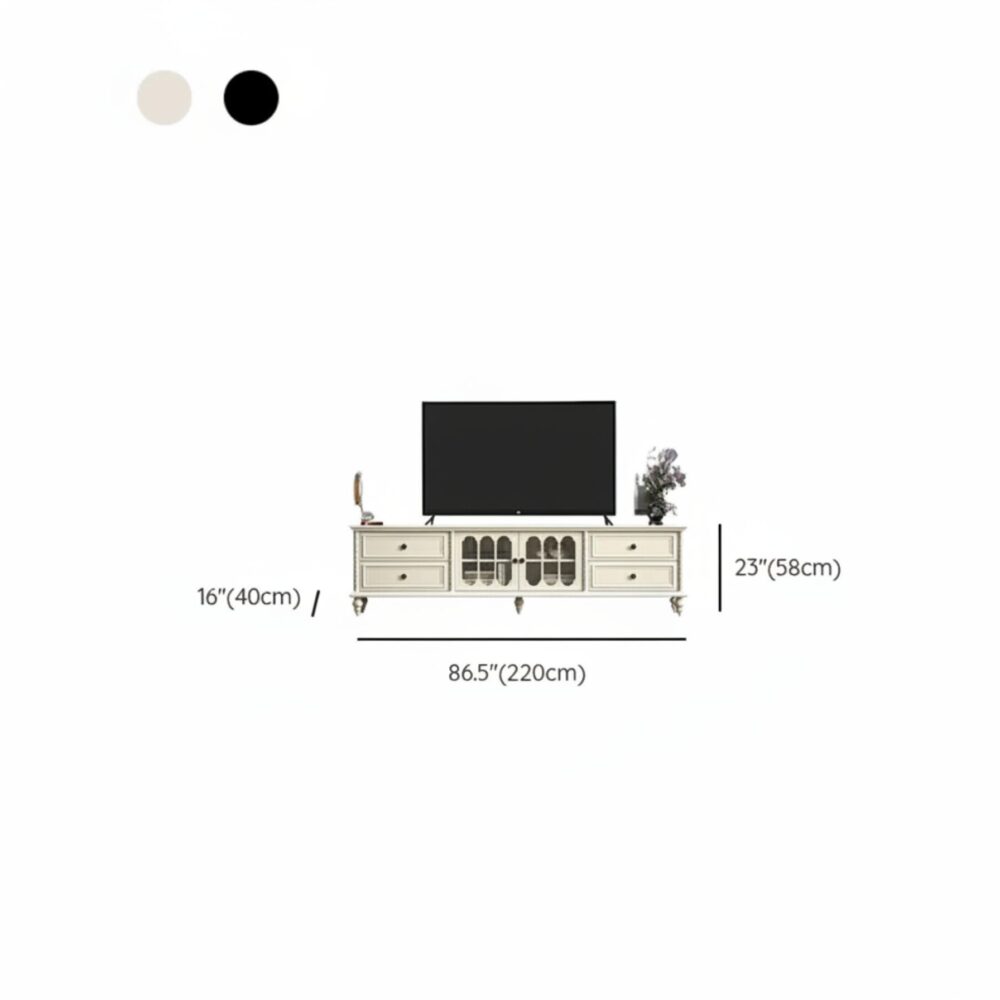 Vintage Rectangle Elegant Black Tv Stand With Cabinet 24