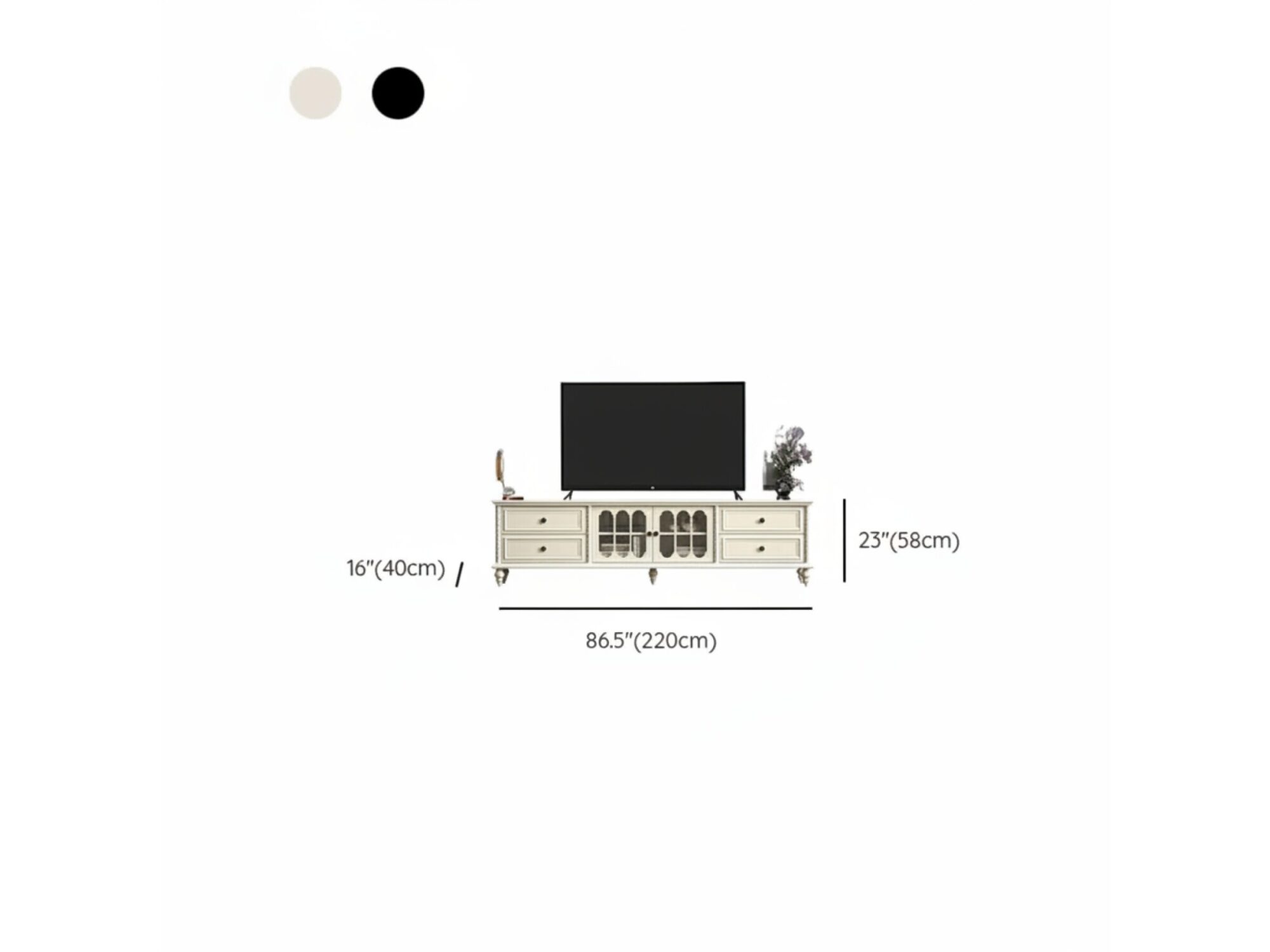 Vintage Rectangle Elegant Black Tv Stand With Cabinet 24