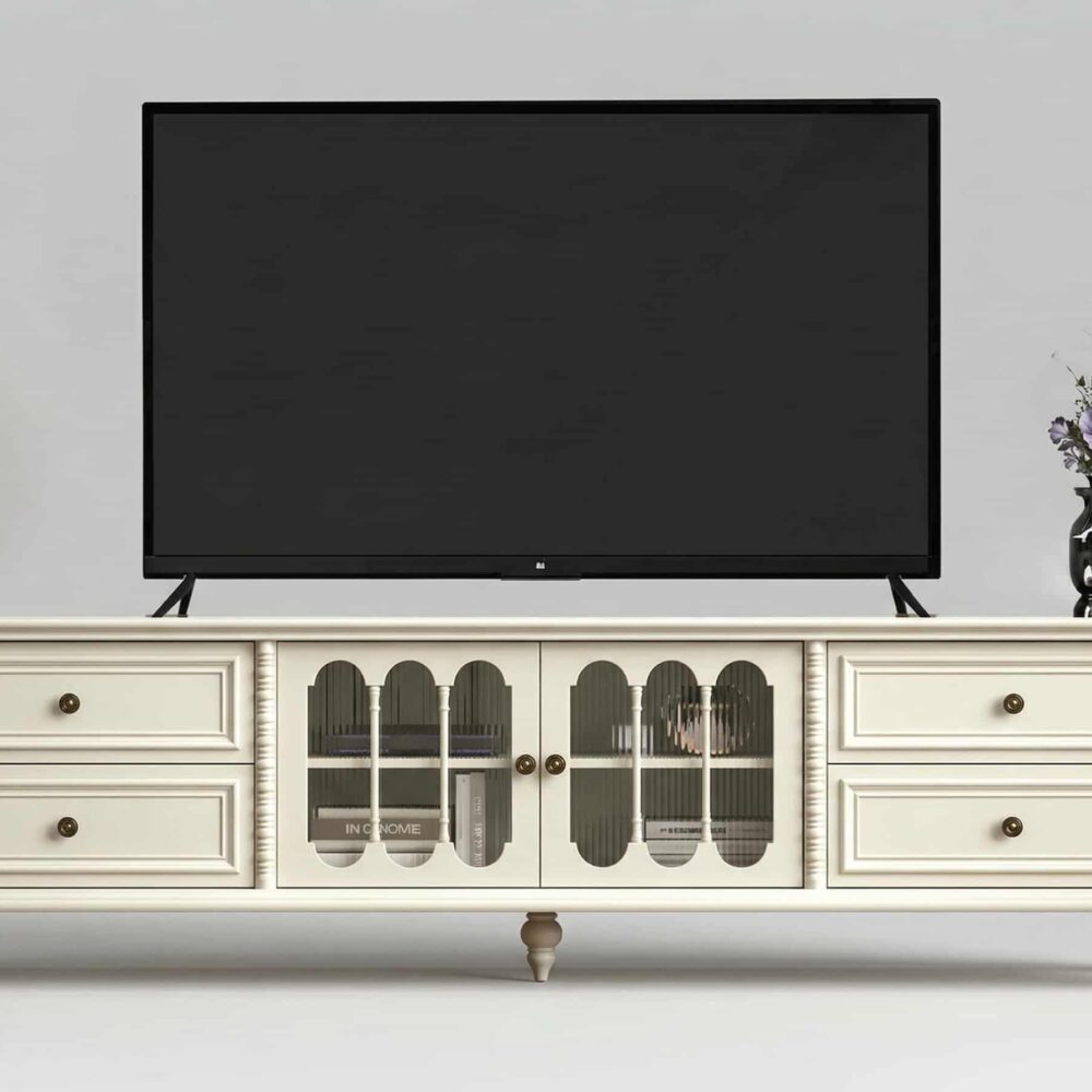 Vintage Rectangle Elegant Black Tv Stand With Cabinet 3