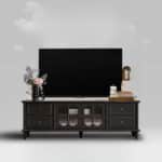 Vintage Rectangle Elegant Black Tv Stand With Cabinet 8
