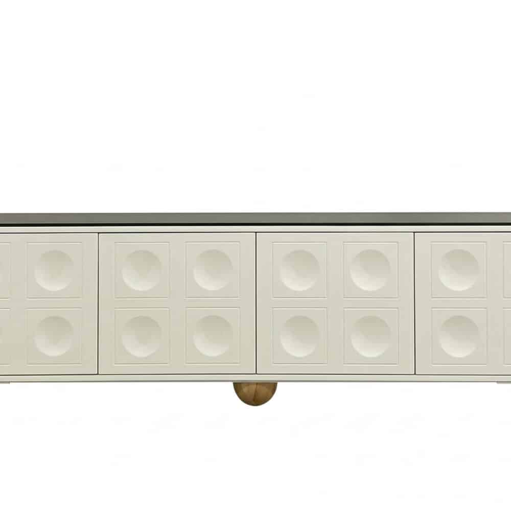 White Stone Rectangle Shelves Cabinet Long TV Stand 相册图 #1 resized