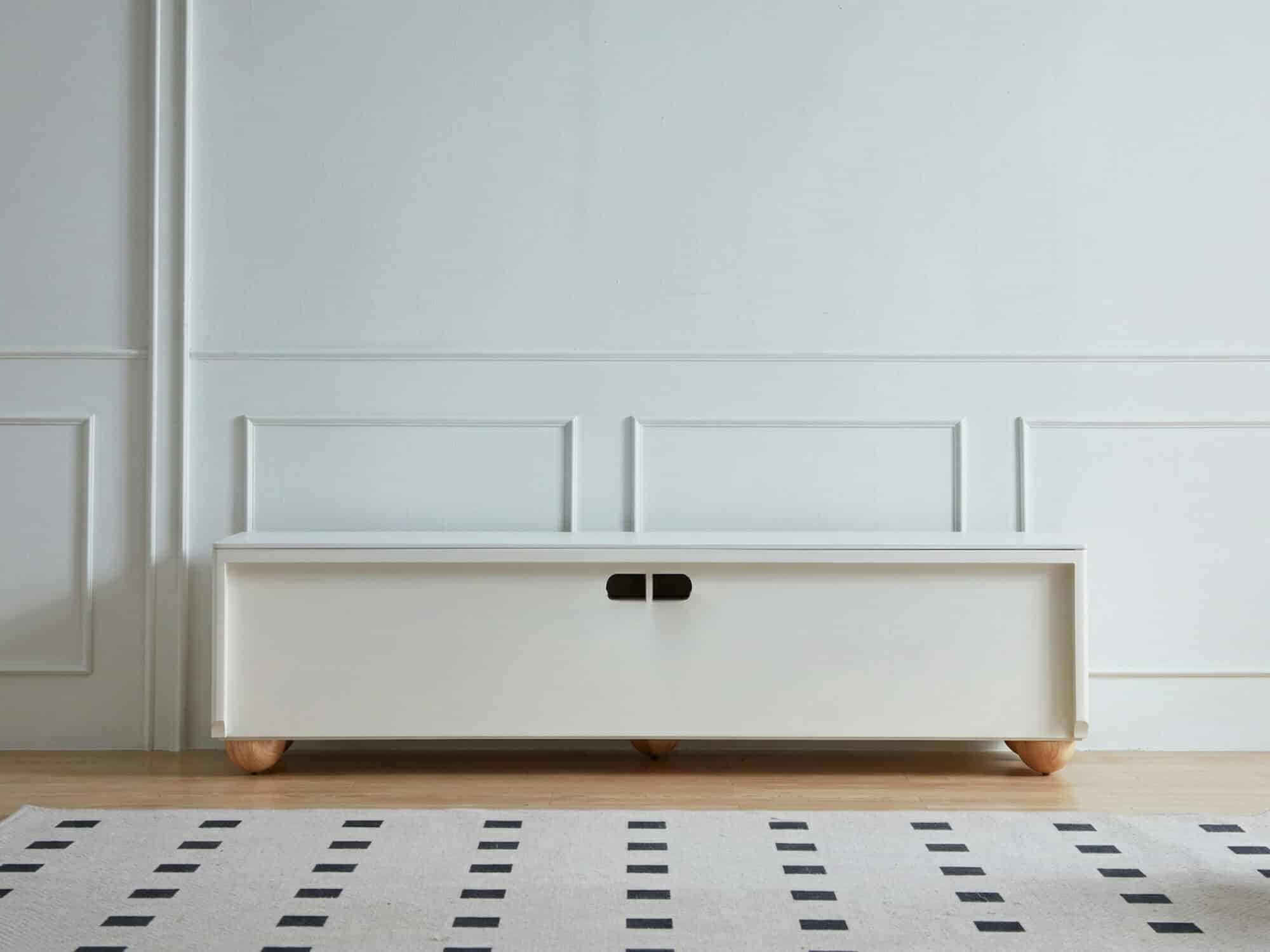 White Stone Rectangle Shelves Cabinet Long TV Stand 相册图 #11 resized