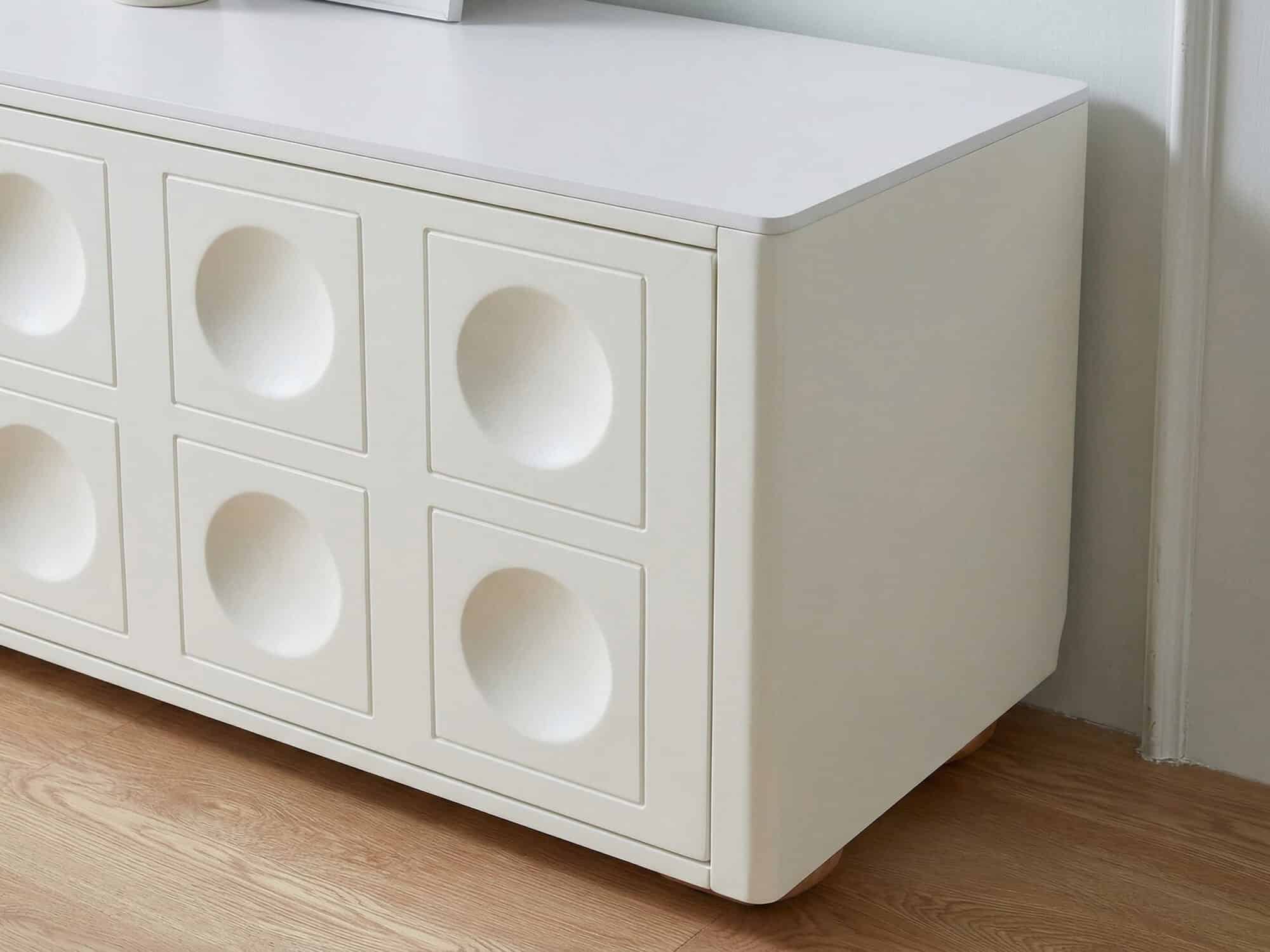 White Stone Rectangle Shelves Cabinet Long TV Stand 相册图 #9 resized
