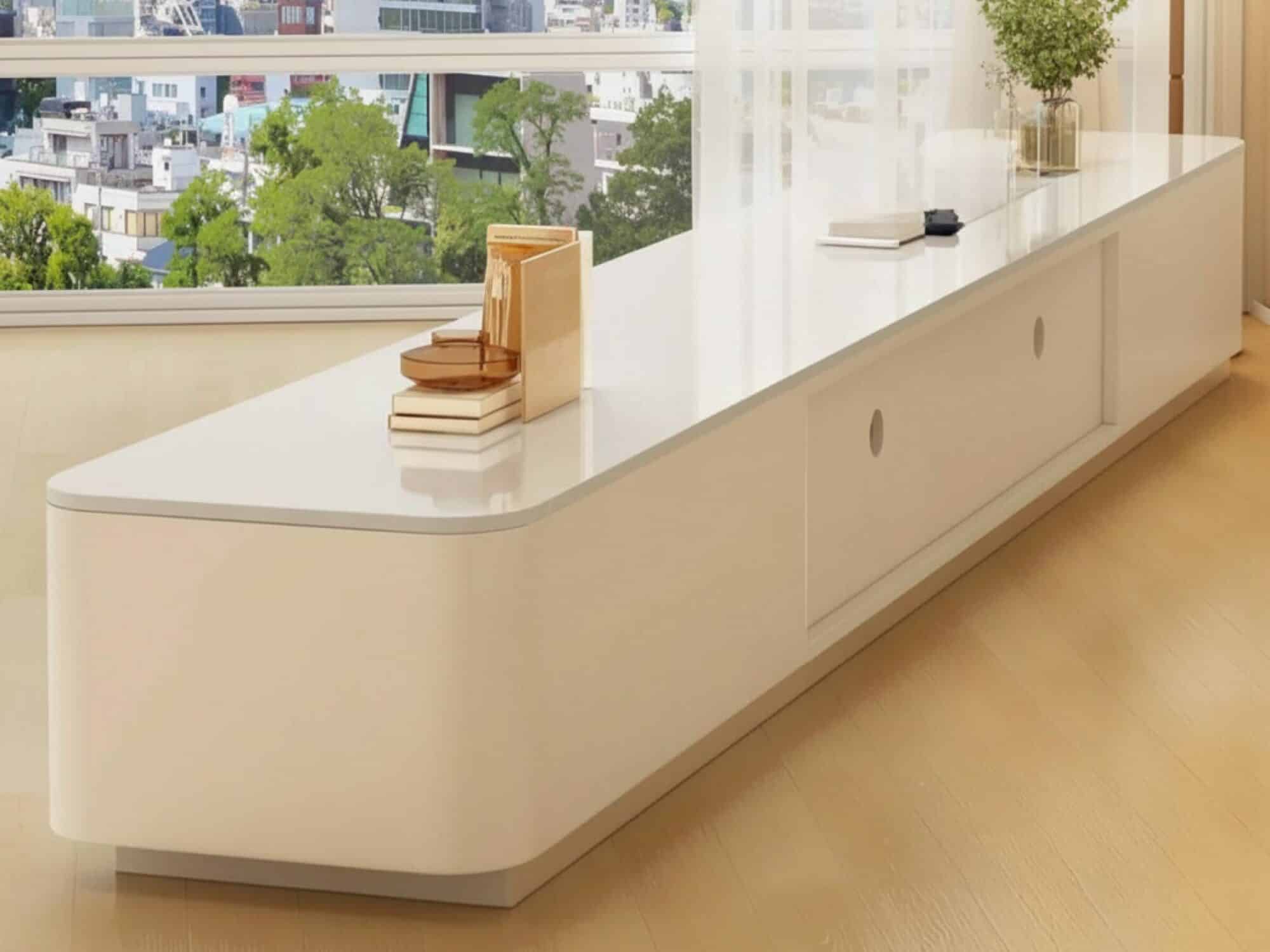 White Wood Drawers Tv Stand With Cable Management 16 10b68f33 A6a7 44ed 989a 48ef61605345