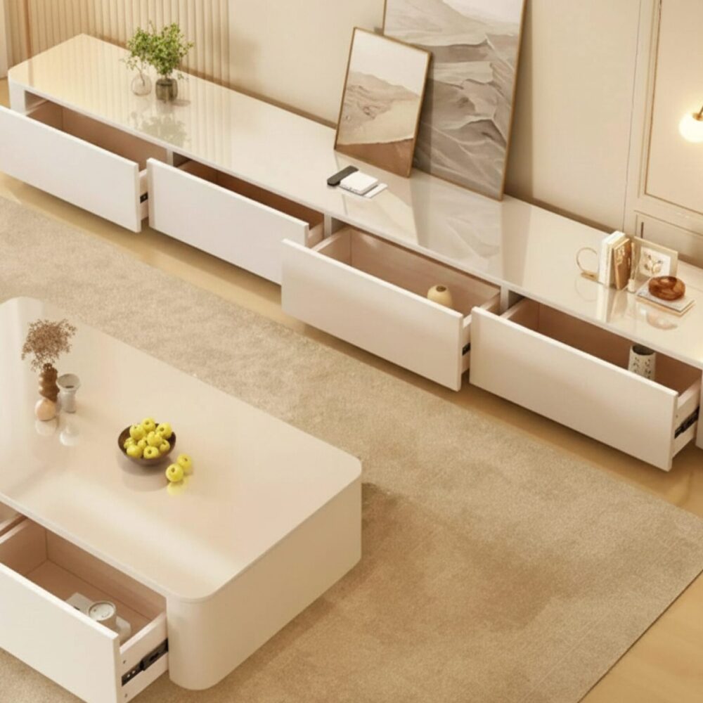 White Wood Drawers Tv Stand With Cable Management 18 911163c4 6bcc 421c A112 Ede7186961ca