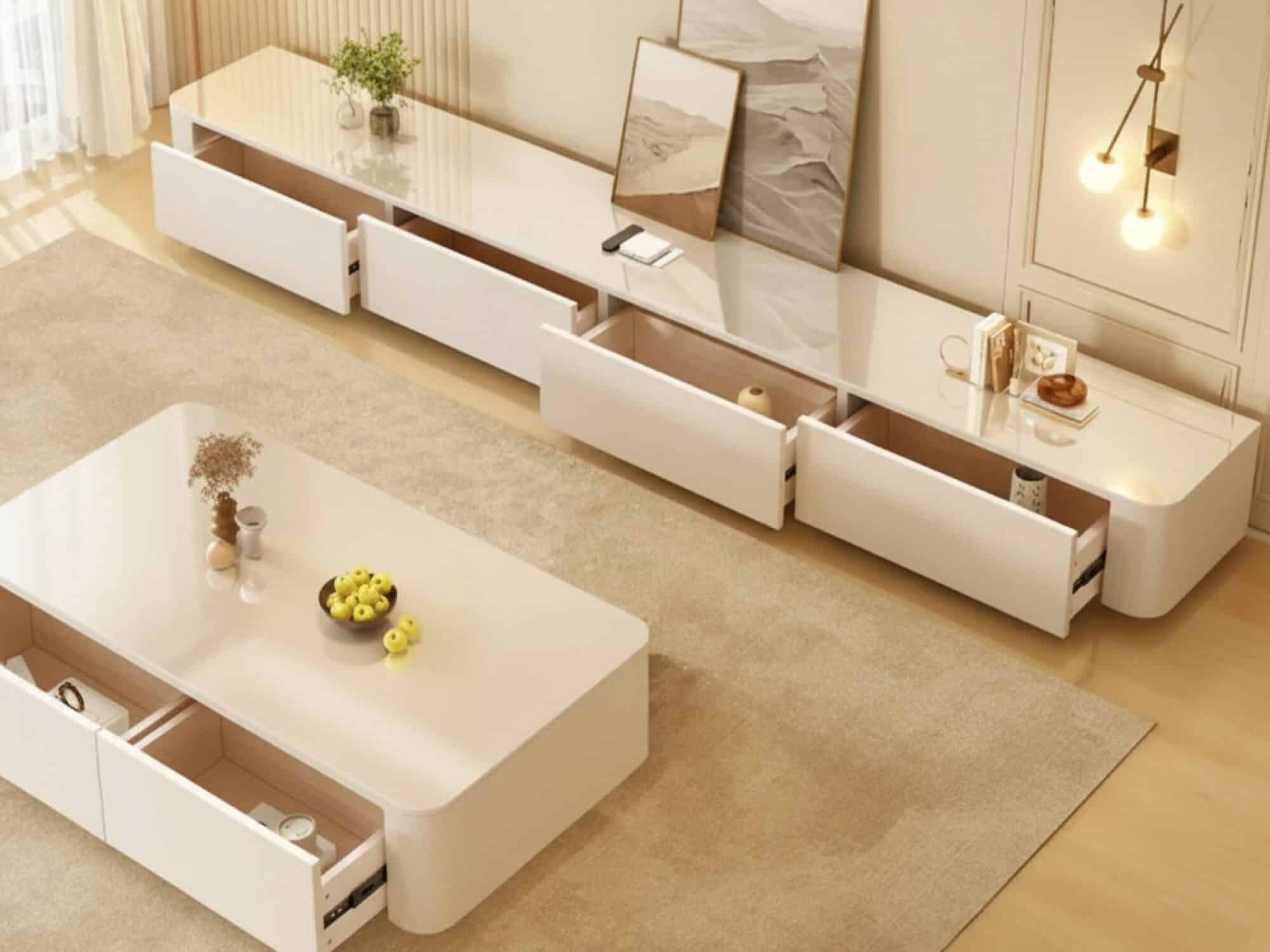 White Wood Drawers Tv Stand With Cable Management 18 911163c4 6bcc 421c A112 Ede7186961ca