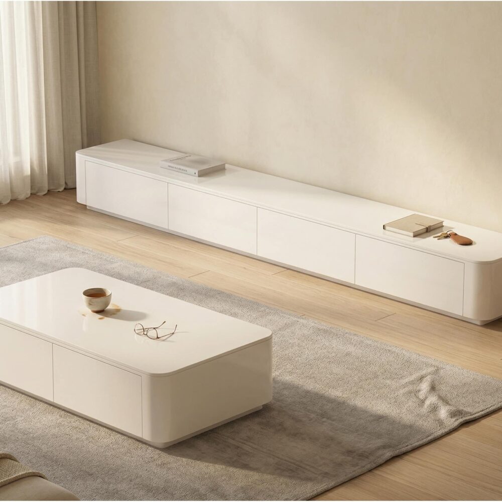 White Wood Drawers Tv Stand With Cable Management 1 37ad147e Aee6 4ad8 8c5b 795e2e4a9fc9