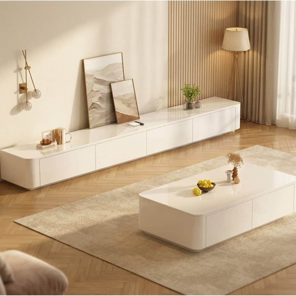 White Wood Drawers Tv Stand With Cable Management 4 09335ae6 Eb13 4e76 9ef1 7f4073e21725