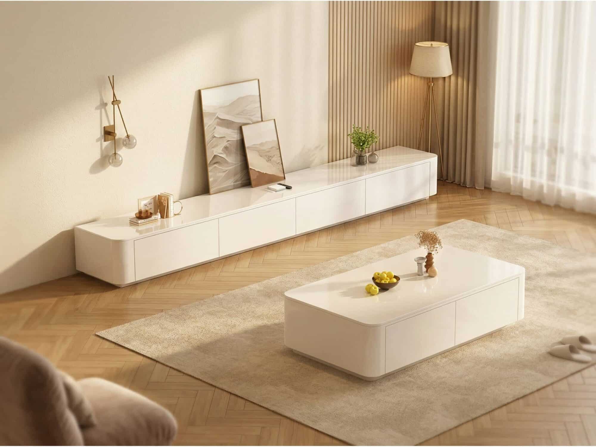 White Wood Drawers Tv Stand With Cable Management 4 09335ae6 Eb13 4e76 9ef1 7f4073e21725