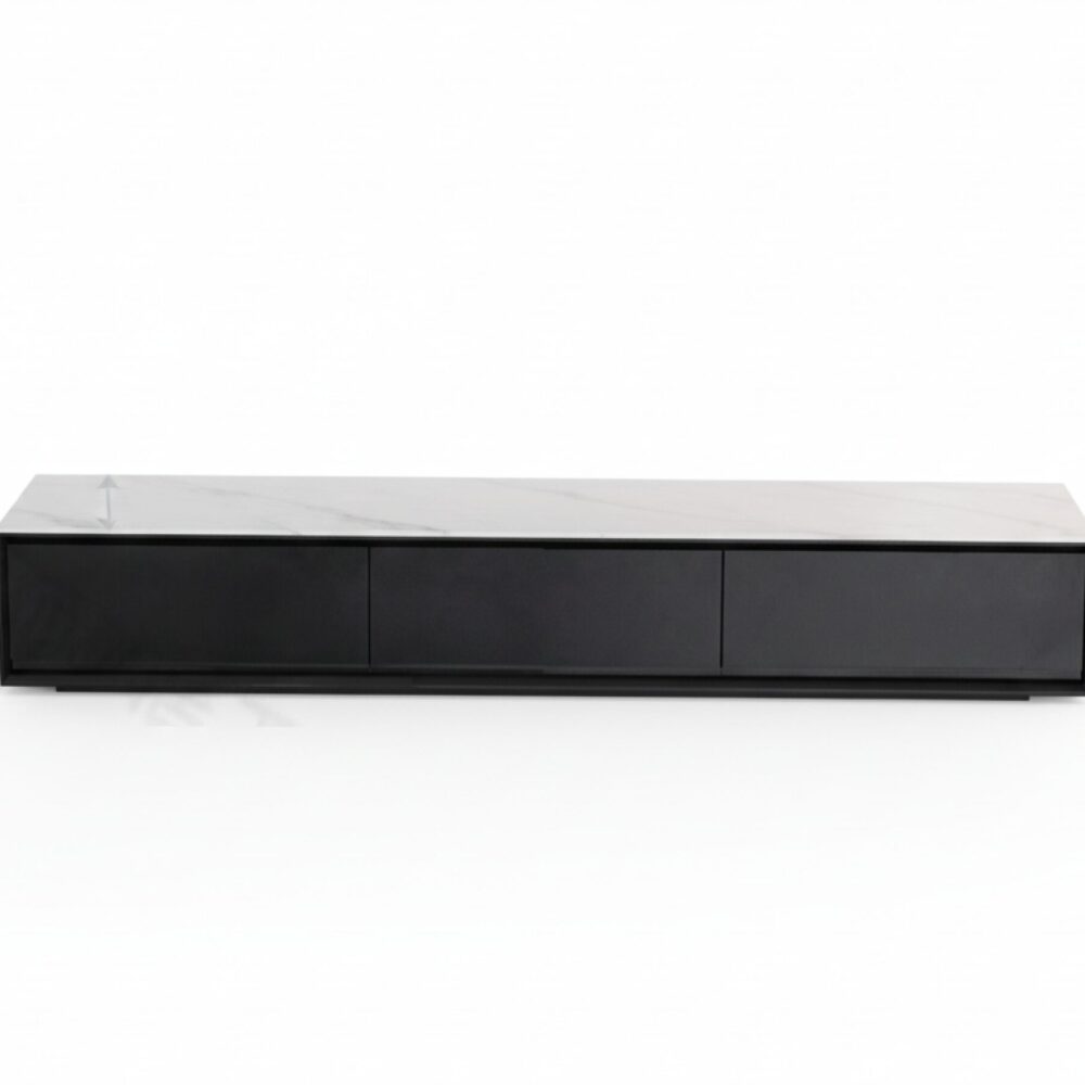 White Wood Slate Long Tv Stand With Drawers 7
