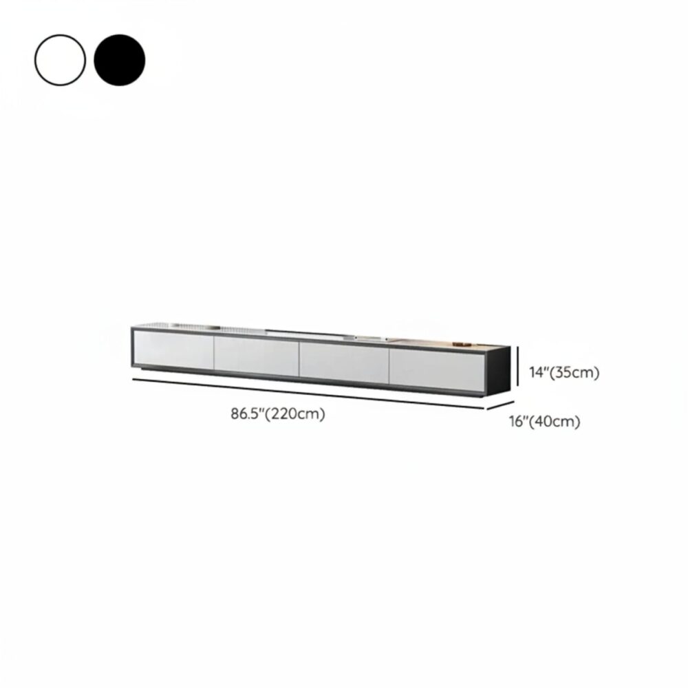 White Wood Slate Long Tv Stand With Drawers 9