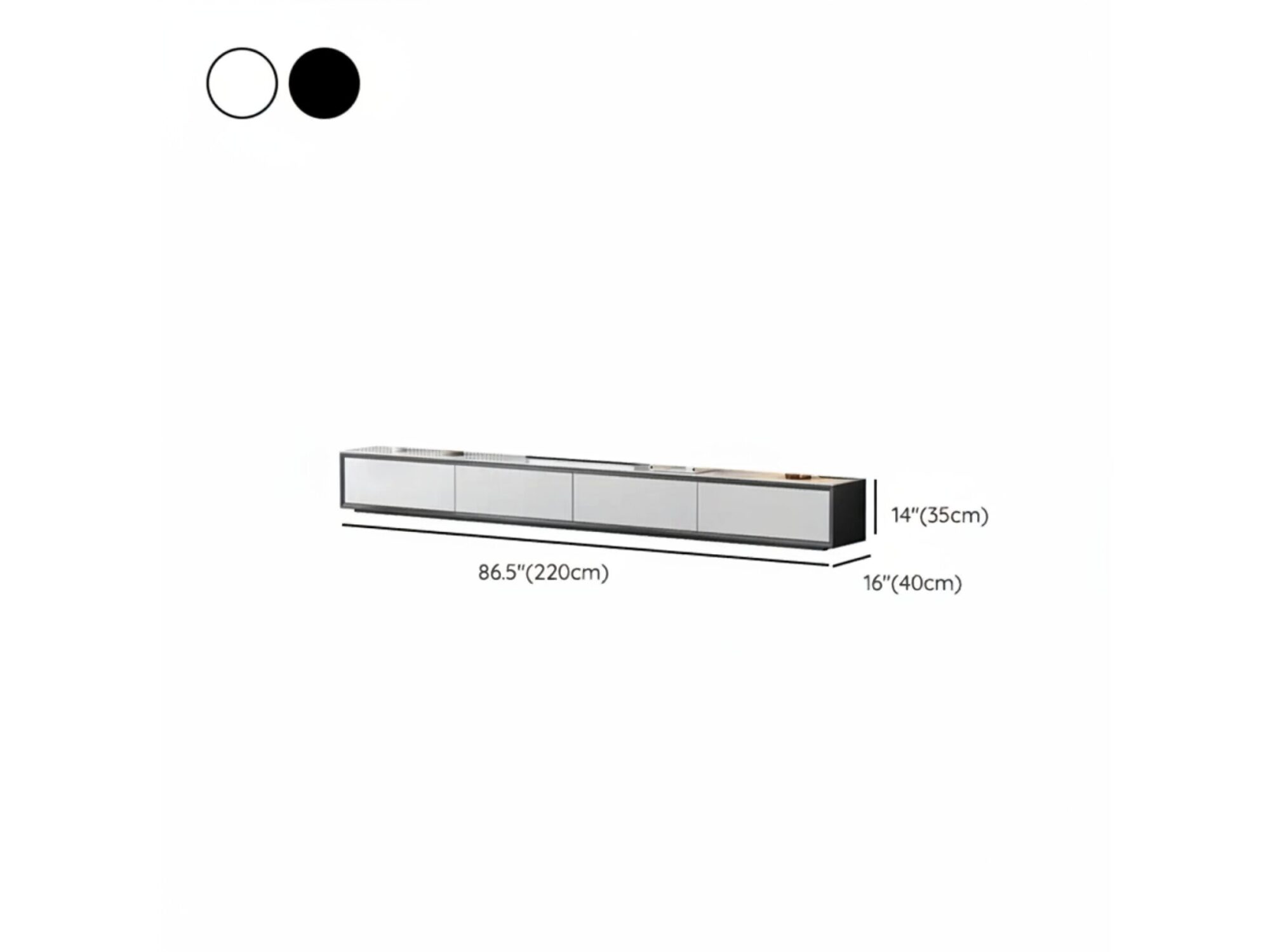 White Wood Slate Long Tv Stand With Drawers 9