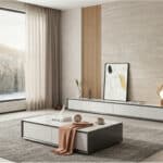 White Wood Slate Long TV Stand with Drawers 相册图 #3 scene