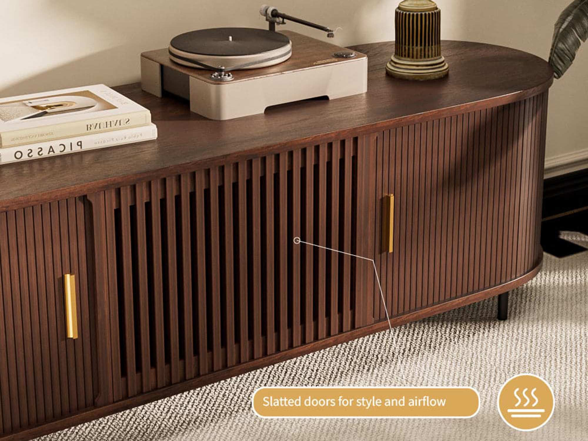 The Asher Fluted Walnut TV Stand