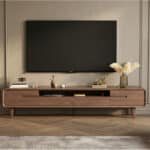 70.2'' Modern Walnut TV Stand Low Profile Wooden Media Console with Storage 商品主图 scene