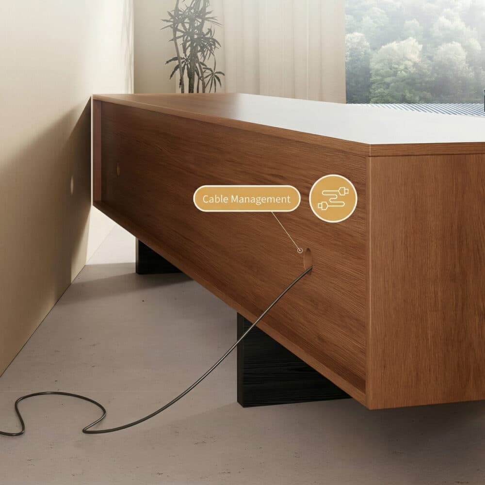 70.2‘’Mid-Century Modern TV Stand with Record Player Shelf - Wood Storage  Easy Organization 相册图 #6 resized