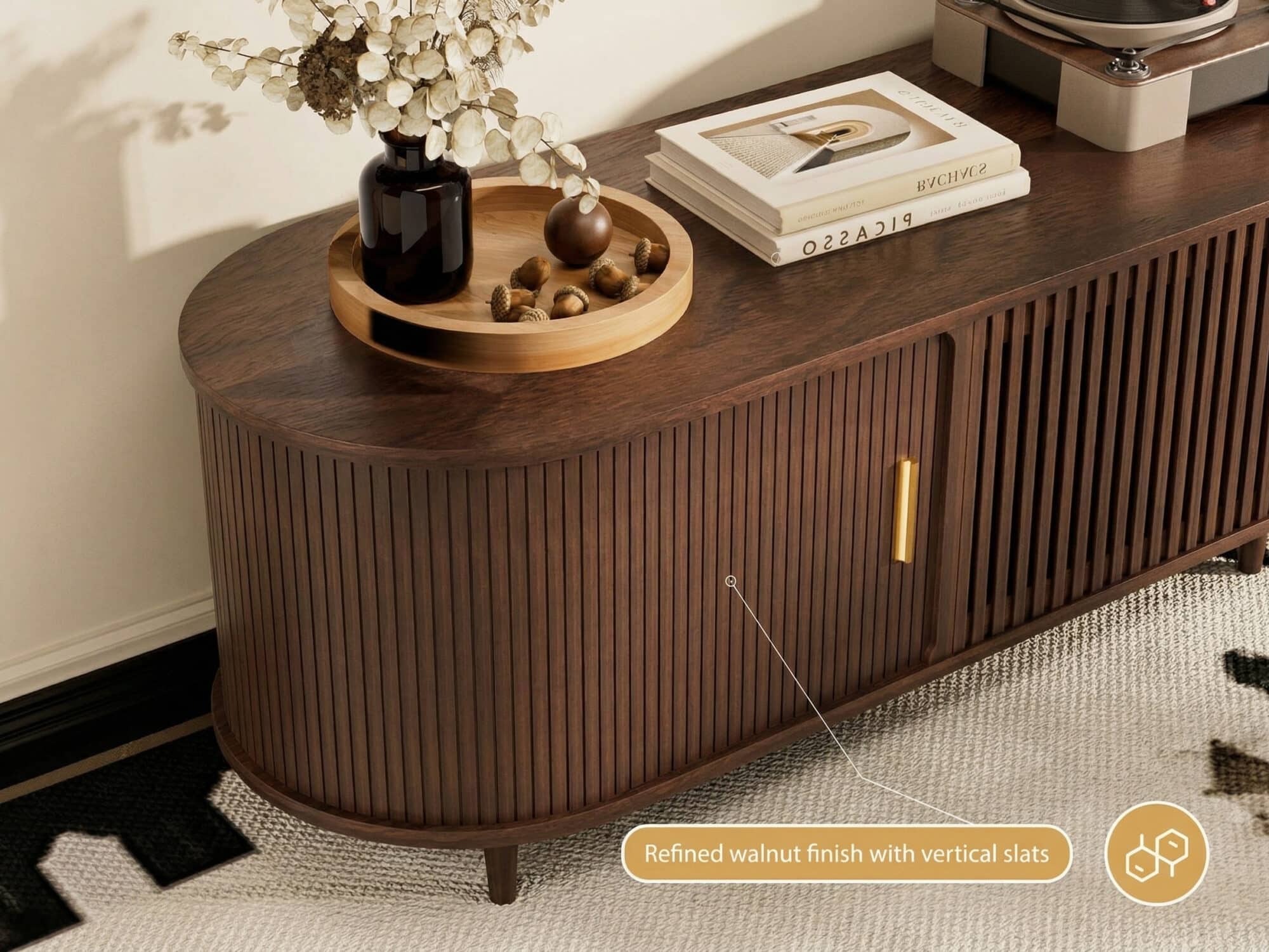70" Mid-Century Fluted Sliding Door TV Stand 相册图 #4 resized