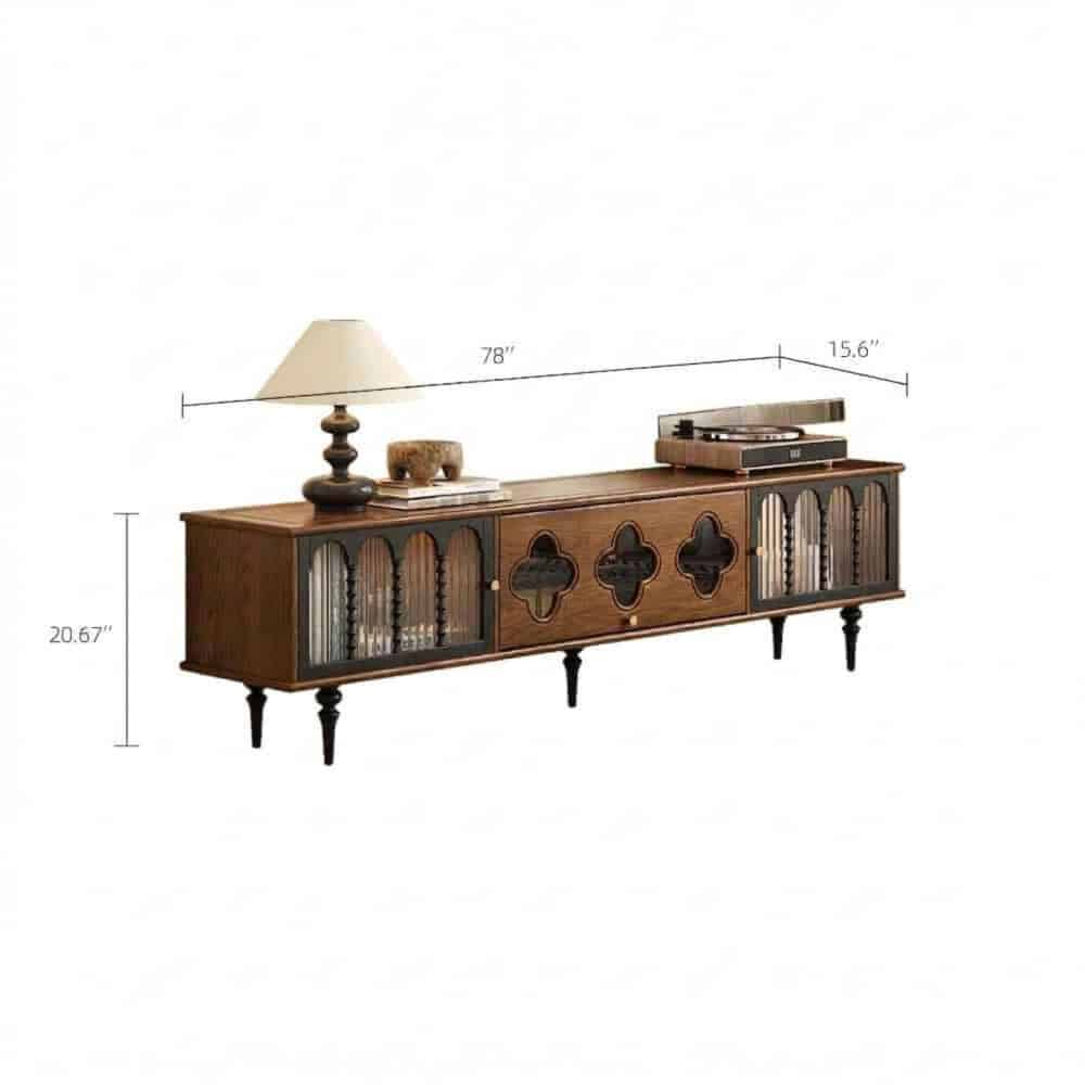 78" Fluted Glass Door Mid-Century TV Stand 相册图 #8 dimensions