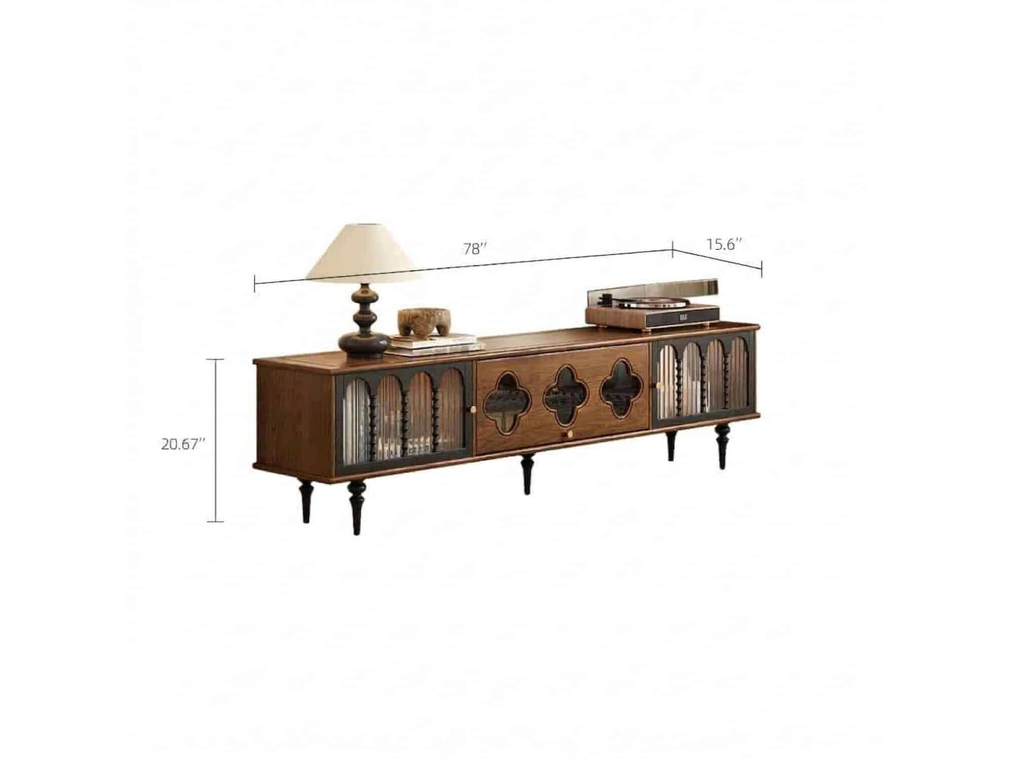78" Fluted Glass Door Mid-Century TV Stand 相册图 #8 dimensions