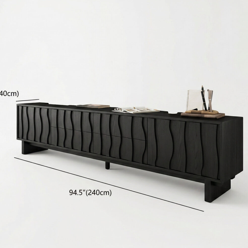 Wave Texture Wood TV Stand