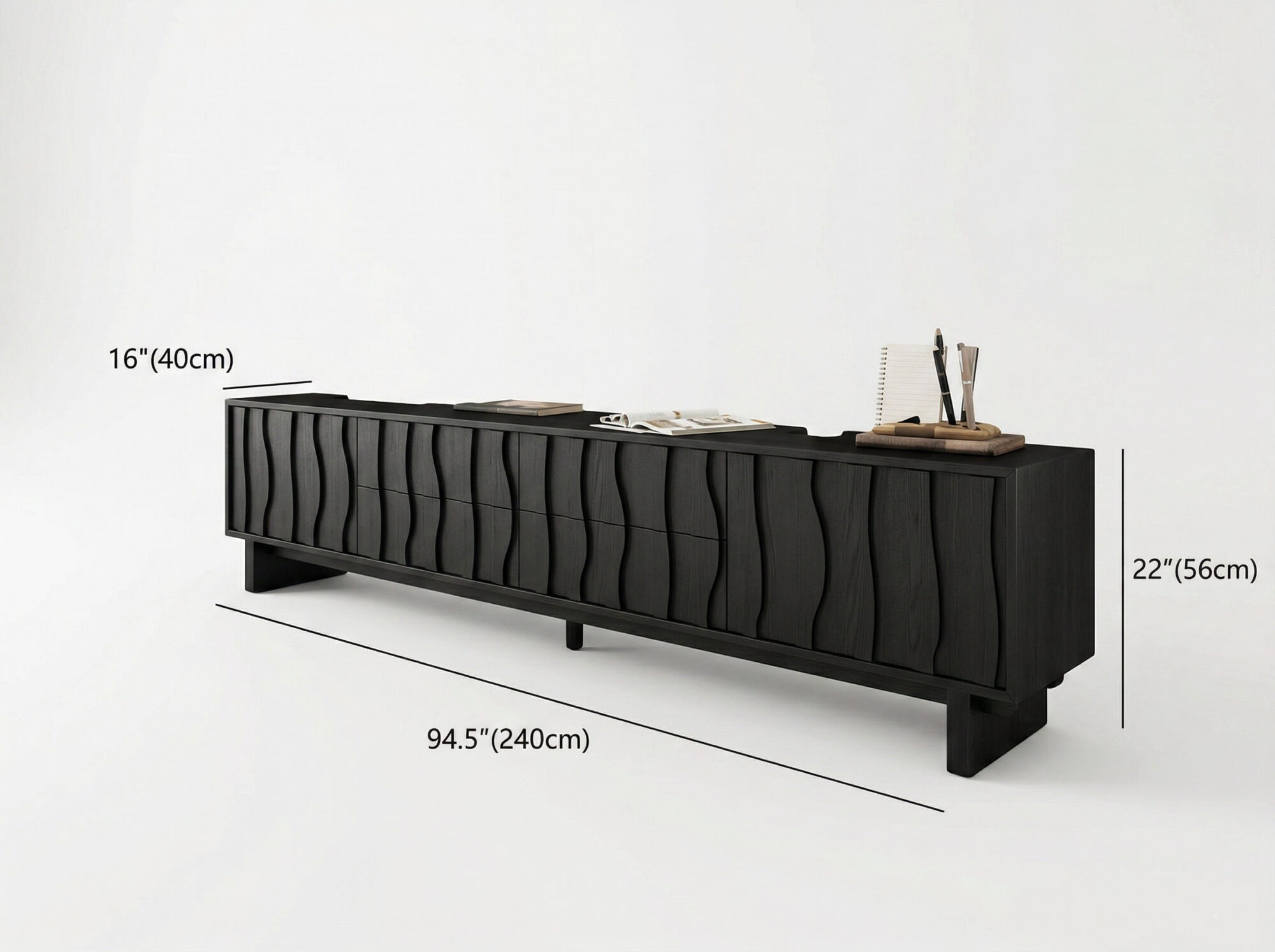 Wave Texture Wood TV Stand