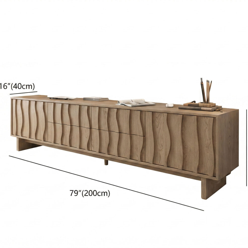 Wave Texture Wood TV Stand