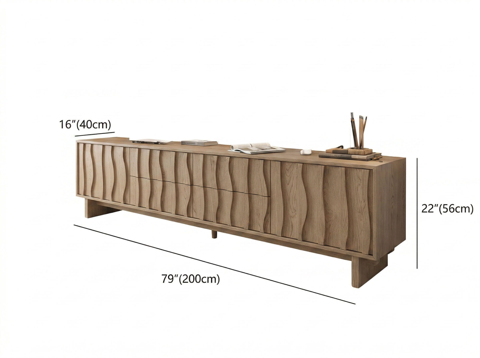 Wave Texture Wood TV Stand