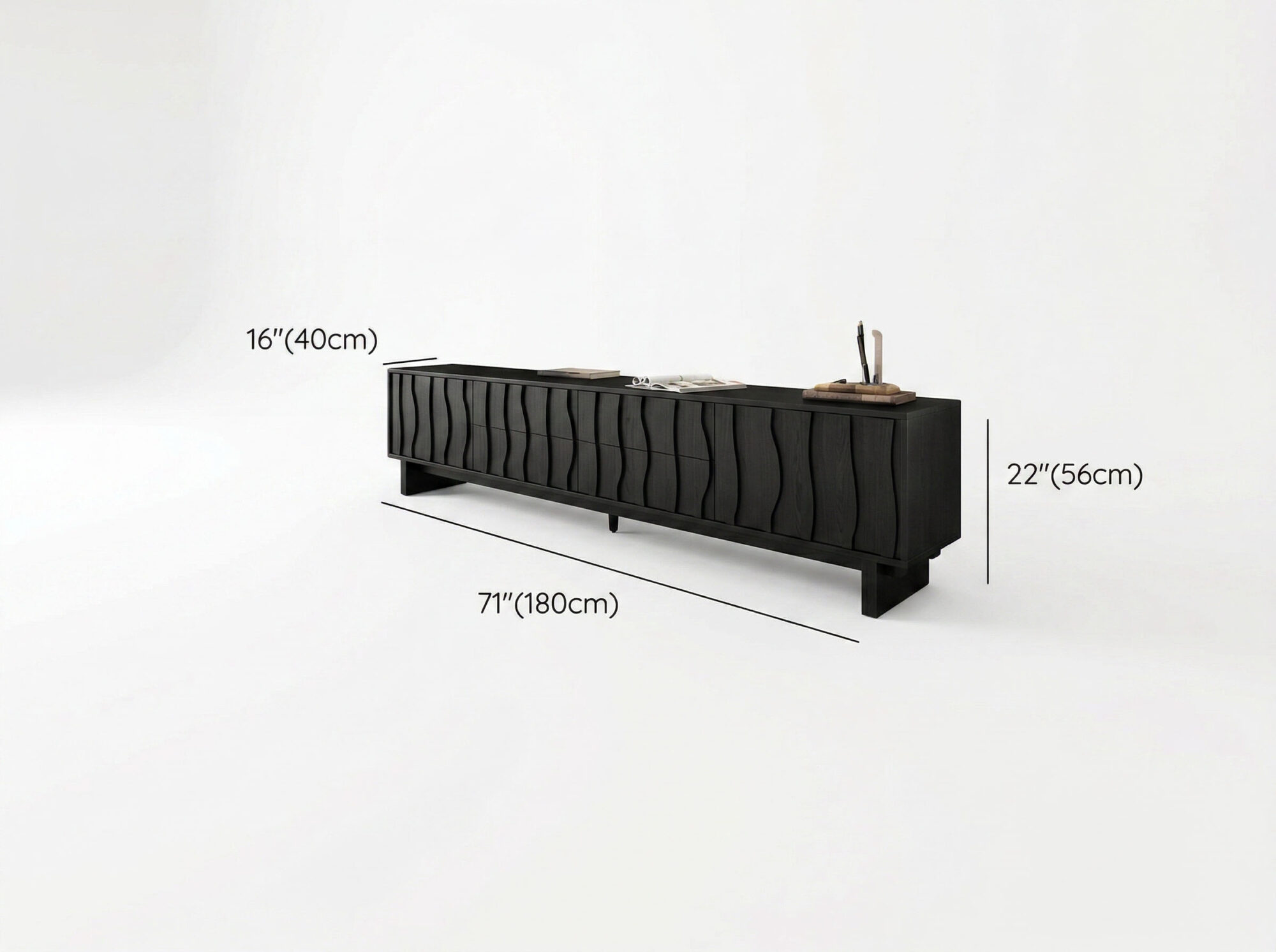 Wave Texture Wood TV Stand