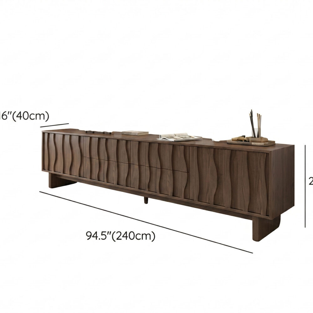 Wave Texture Wood TV Stand