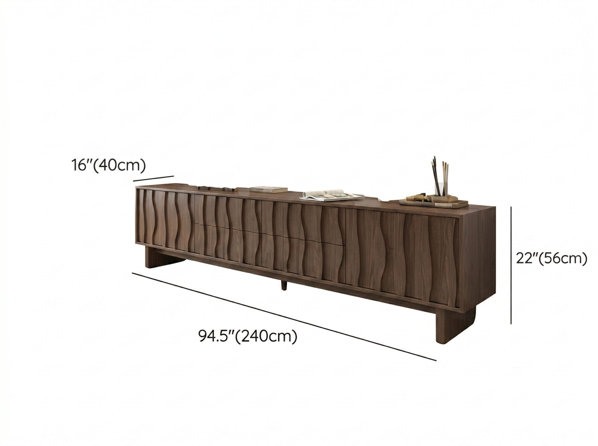 Wave Texture Wood TV Stand