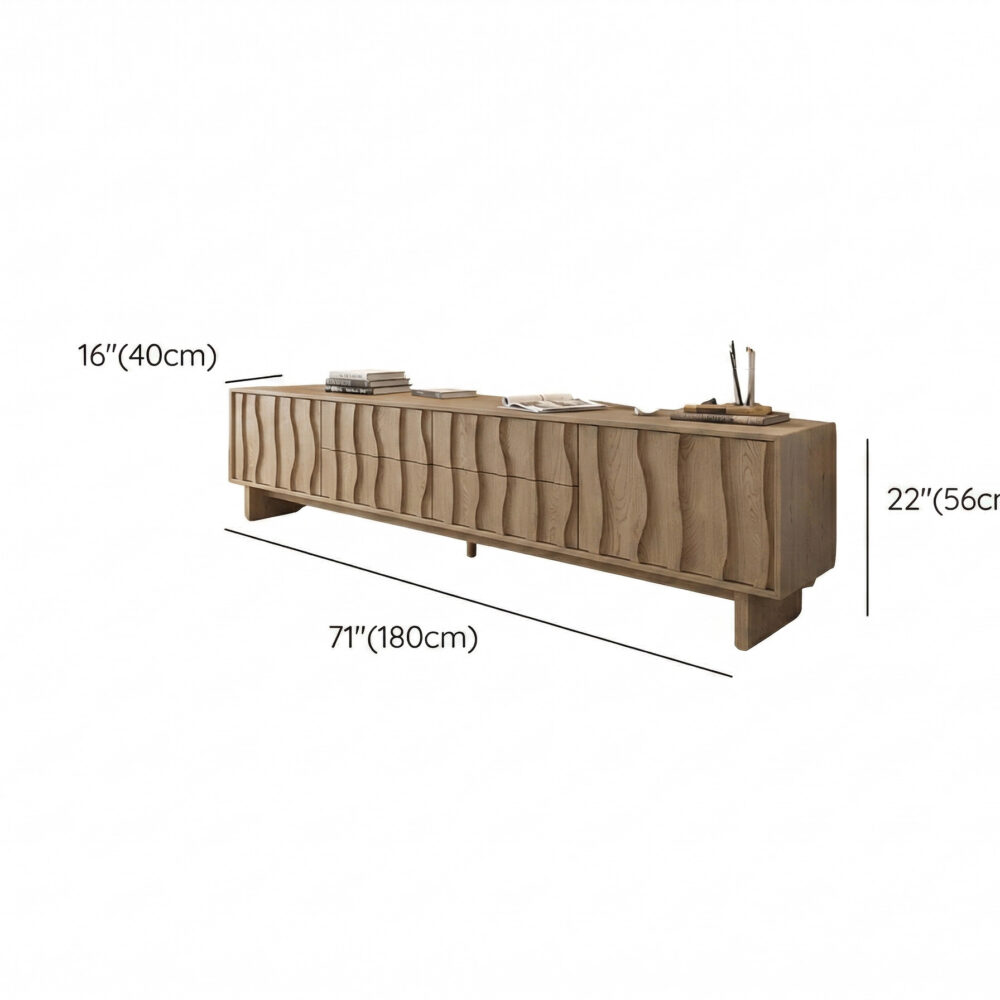 Wave Texture Wood TV Stand