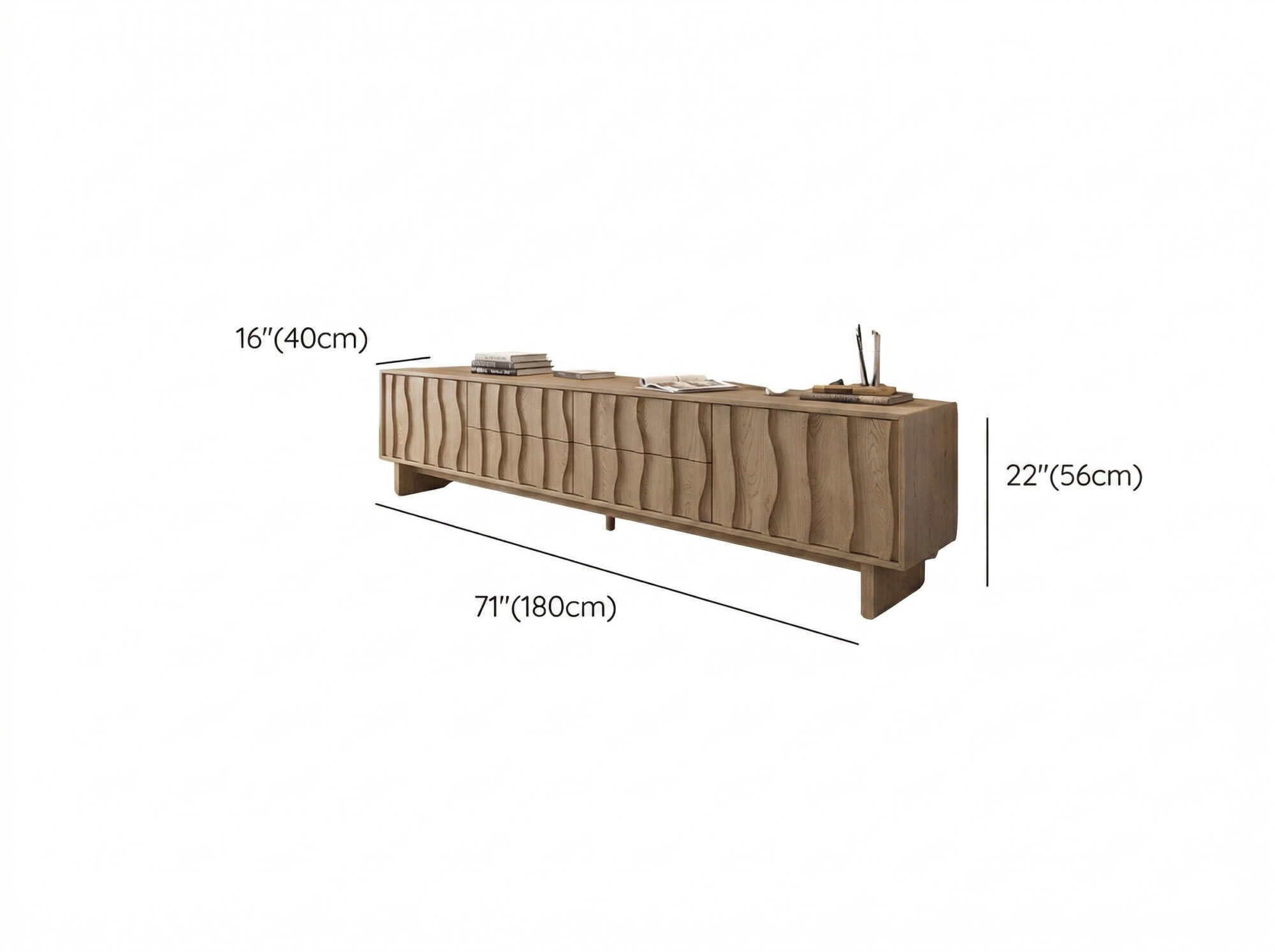 Wave Texture Wood TV Stand