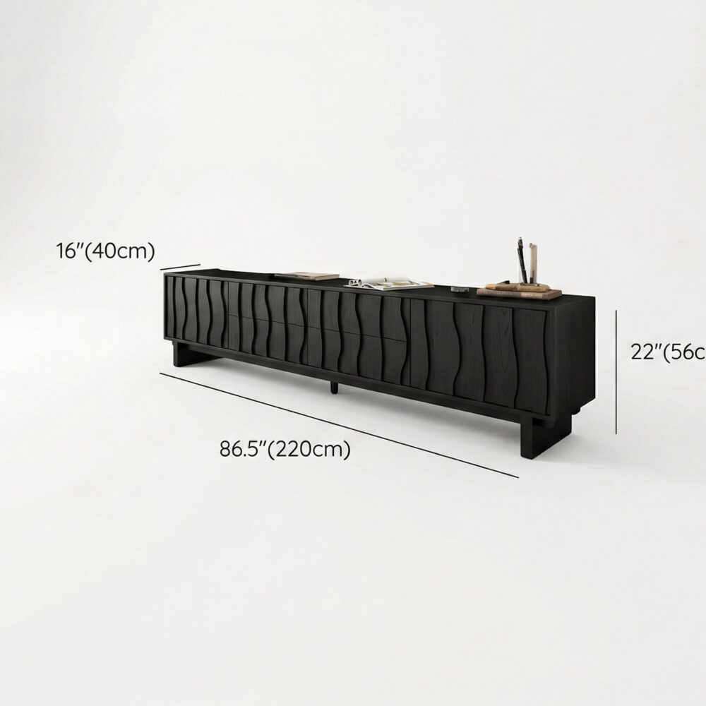 Wave Texture Wood TV Stand