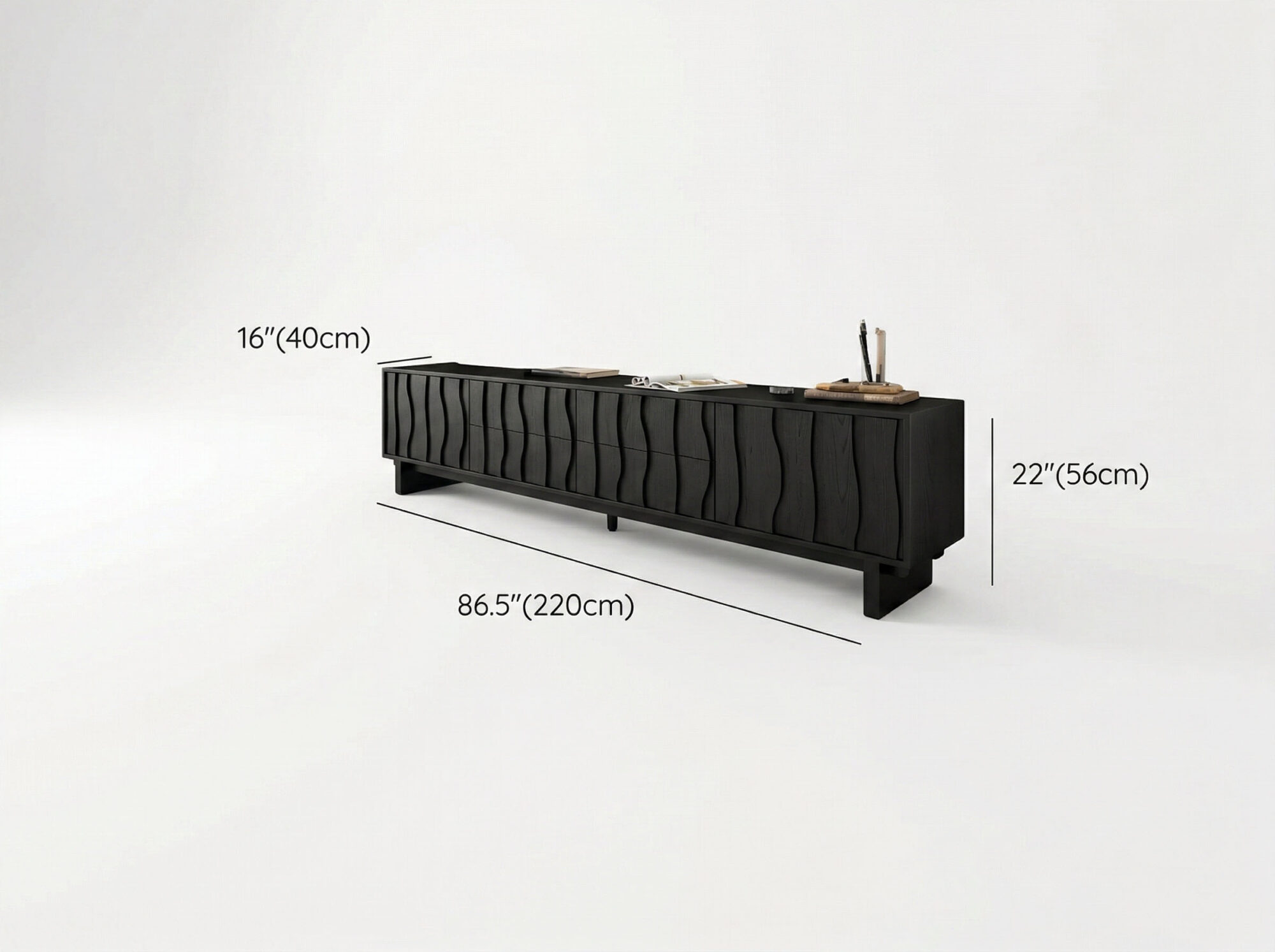 Wave Texture Wood TV Stand