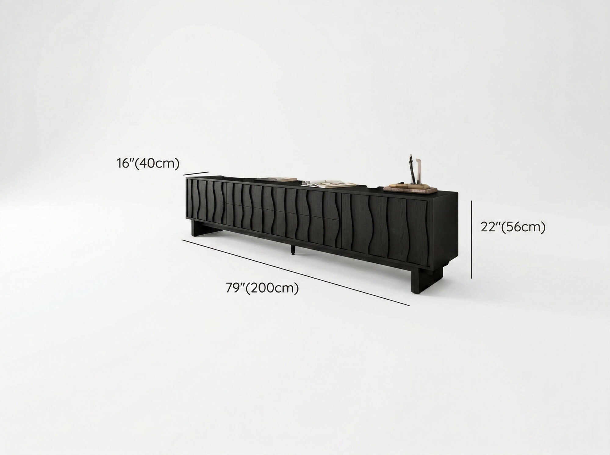 Wave Texture Wood TV Stand